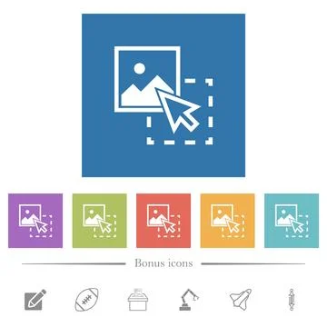 Drag image to upload flat white icons in square backgrounds Illustrazione stock