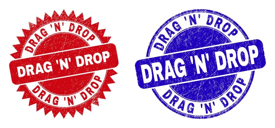 DRAG 'N' DROP Rounded and Rosette Watermarks with Grunged Texture Illustrazione stock