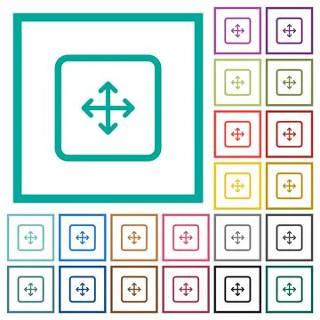 Drag object flat color icons with quadrant frames Stock Illustration