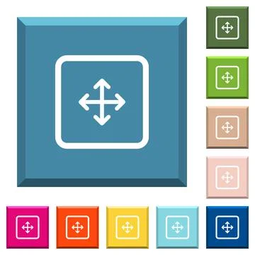 Drag object white icons on edged square buttons Stock Illustration