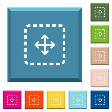 Drag object white icons on edged square buttons Stock Illustration