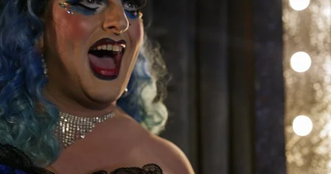 Drag queen performer on stage Stock Footage 129722060