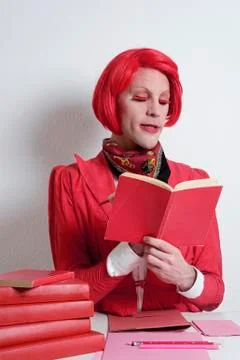 Drag queen reading a book Stock Photos
