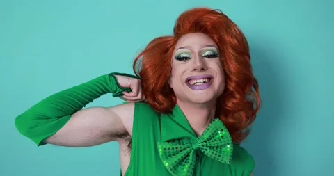 Drag queen smiling on camera - Lgbtq concept Stock Footage 155438050