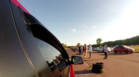 Drag Racing. POV Camera. Stock Footage 40052075