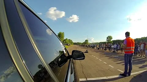 Drag Racing. POV Camera. Stock Footage 40052680