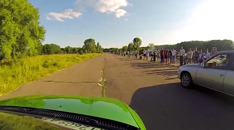 Drag Racing. POV Camera. Stock Footage 40053297