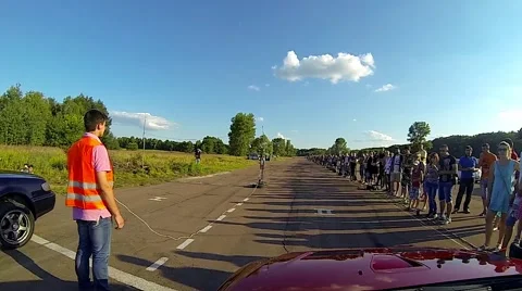 Drag Racing. POV Camera. Stock Footage 40053326