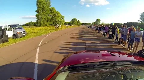 Drag Racing. POV Camera. Stock Footage 40053833