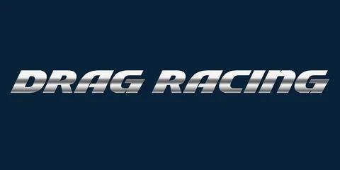 Drag Racing Silver Lettering Vector – Metallic Typography Illustration Stock Illustration