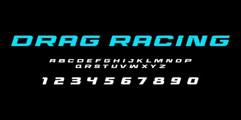 Drag Racing Typography Vector – Bold Speed Lettering for Motorsports Stock Illustration