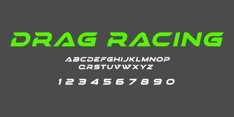 Drag Racing Typography Vector – Bold Speed Lettering for Motorsports Illustrazione stock