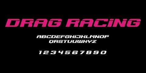 Drag Racing Typography Vector – Bold Speed Lettering for Motorsports Stock Illustration