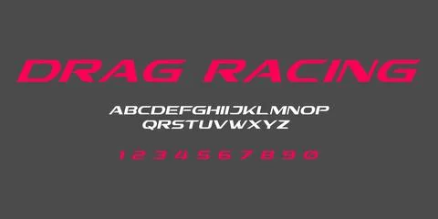 Drag Racing Typography Vector – Bold Speed Lettering for Motorsports Logos Illustrazione stock