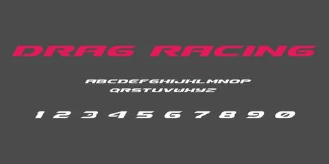 Drag Racing Typography Vector Font – High Speed Motorsport Typeface for Logos Stock Illustration