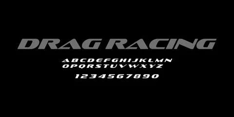 Drag Racing Typography Vector Font – Bold Speed Letters for Motorsport Design Stock Illustration