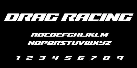 Drag Racing Typography Vector Font – Bold Motorsport Illustrazione stock