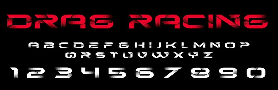 Drag Racing Typography Vector – Speed Lettering Illustration Stock Illustration