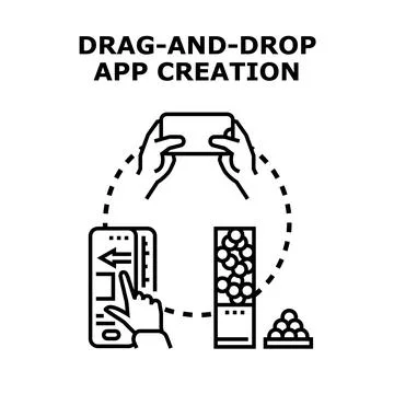 Dragging and dropping components creating mobile application Stock Illustration