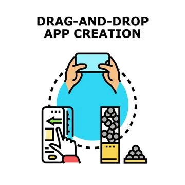 Dragging and dropping components creating mobile application Stock-Illustration