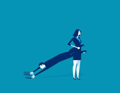 Dragging a Partner. Concept business vector illustration. Stock Illustration