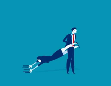 Dragging a Partner. Concept business vector illustration. Stock Illustration