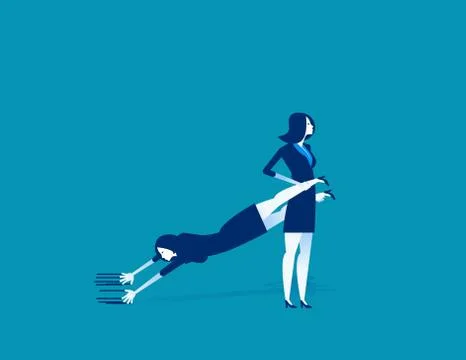 Dragging a Partner. Concept business vector illustration. Stock Illustration