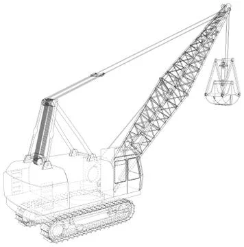 Dragline. The layers of visible and invisible lines are separated. EPS10 format Stock Illustration