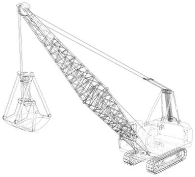 Dragline. The layers of visible and invisible lines are separated. EPS10 format Stock Illustration