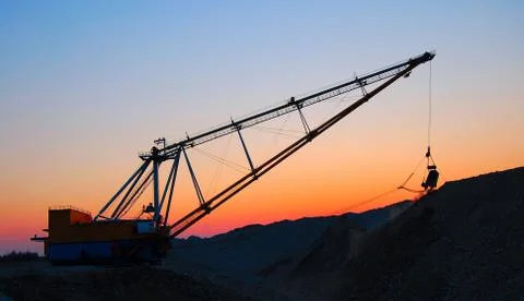 Dragline in open pit Stock Photos