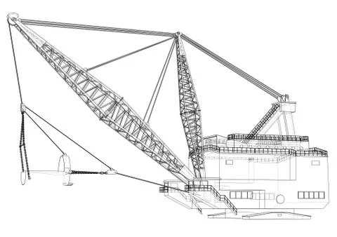 Dragline walking excavator Illustrazione stock