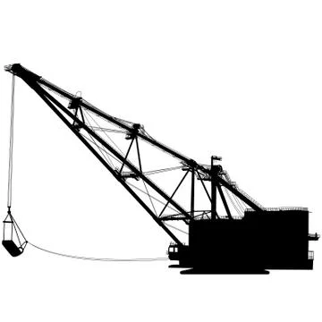 Dragline walking excavator with a ladle. Vector illustration Stock Illustration