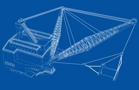 Dragline walking excavator. Vector イラスト素材