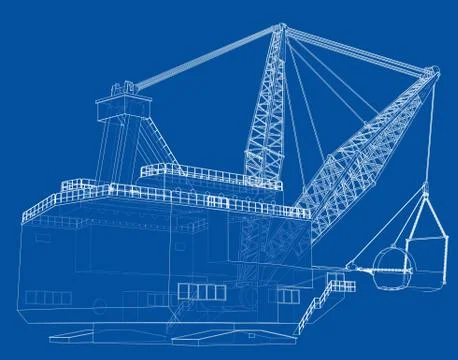 Dragline walking excavator. Vector イラスト素材