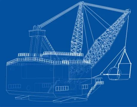 Dragline walking excavator. Vector イラスト素材