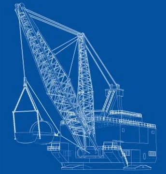 Dragline walking excavator. Vector Stock Illustration