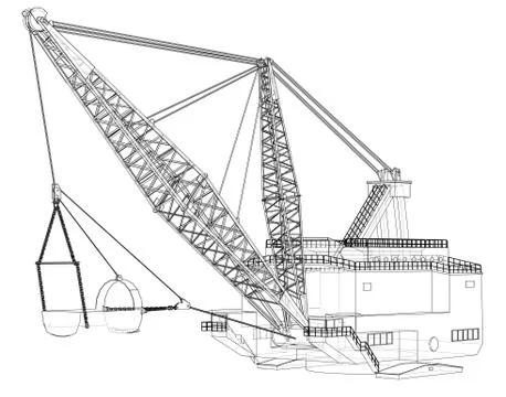 Dragline walking excavator. Vector イラスト素材