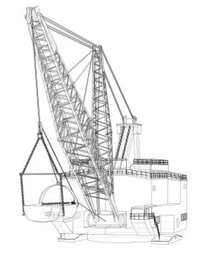Dragline walking excavator. Vector イラスト素材