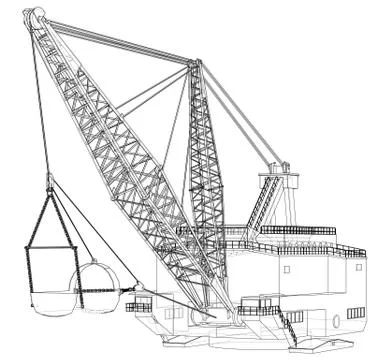 Dragline walking excavator. Vector Stock Illustration