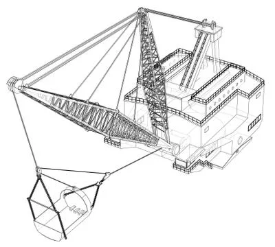 Dragline walking excavator. Vector Stock Illustration