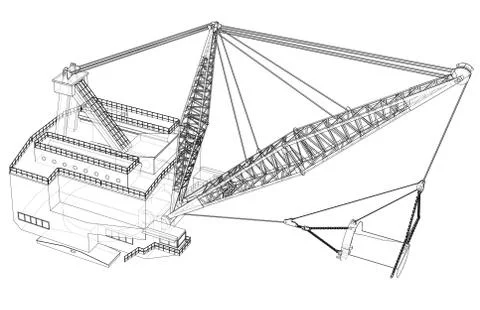 Dragline walking excavator. Vector Stock Illustration