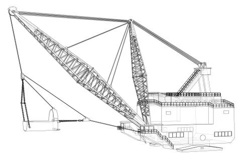 Dragline walking excavator. Vector Stock Illustration
