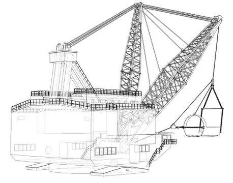 Dragline walking excavator. Vector イラスト素材