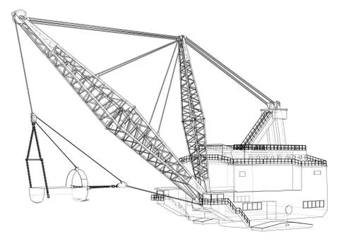 Dragline walking excavator. Vector Stock Illustration