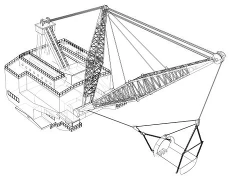 Dragline walking excavator. Vector Stock Illustration