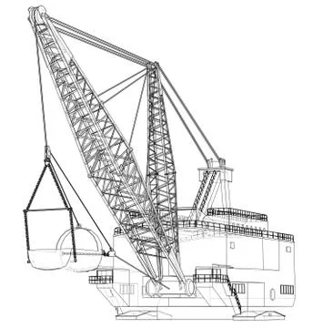 Dragline walking excavator. Vector Stock Illustration