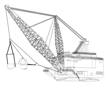 Dragline walking excavator. Vector Stock Illustration