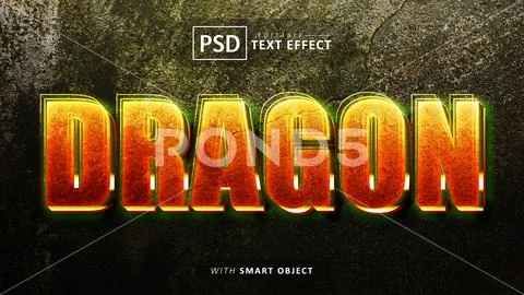 Dragon 3d text effect editable PSD Template