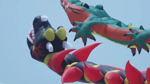 Dragon and Crocodile Kite Stock Footage 47188551