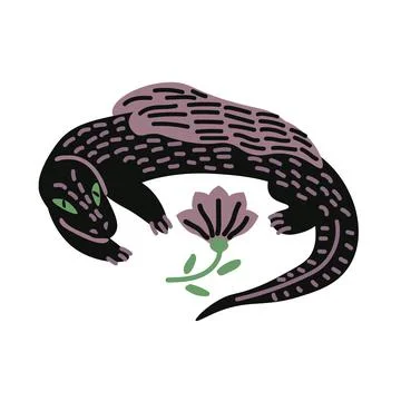 Dragon and flower Stock Illustration